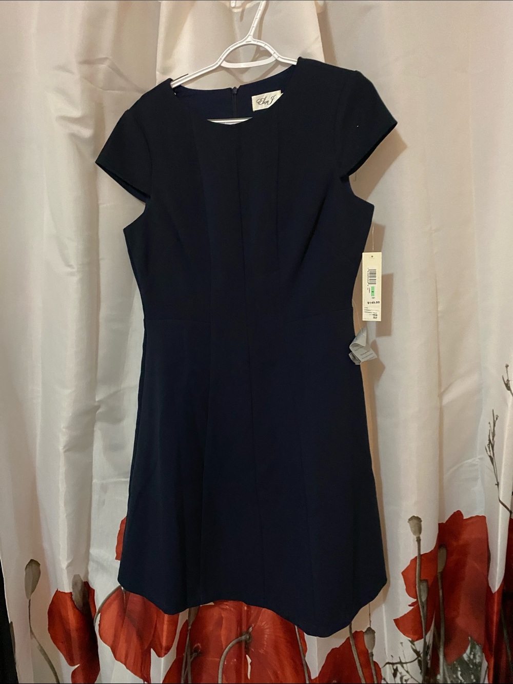 Eliza J Navy Cap-Sleeve Fit & Flare Dress